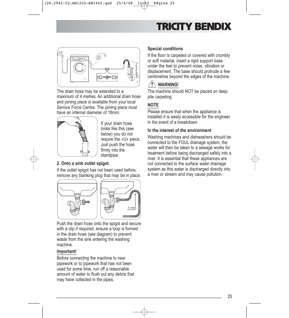 Tricity Bendix AW1402W User Manual | Page 25 / 32