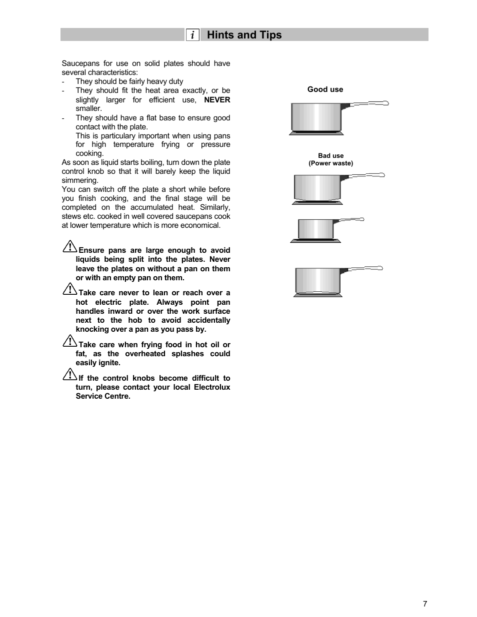 Hints and tips | Tricity Bendix ESC 5061 W GB User Manual | Page 7 / 20