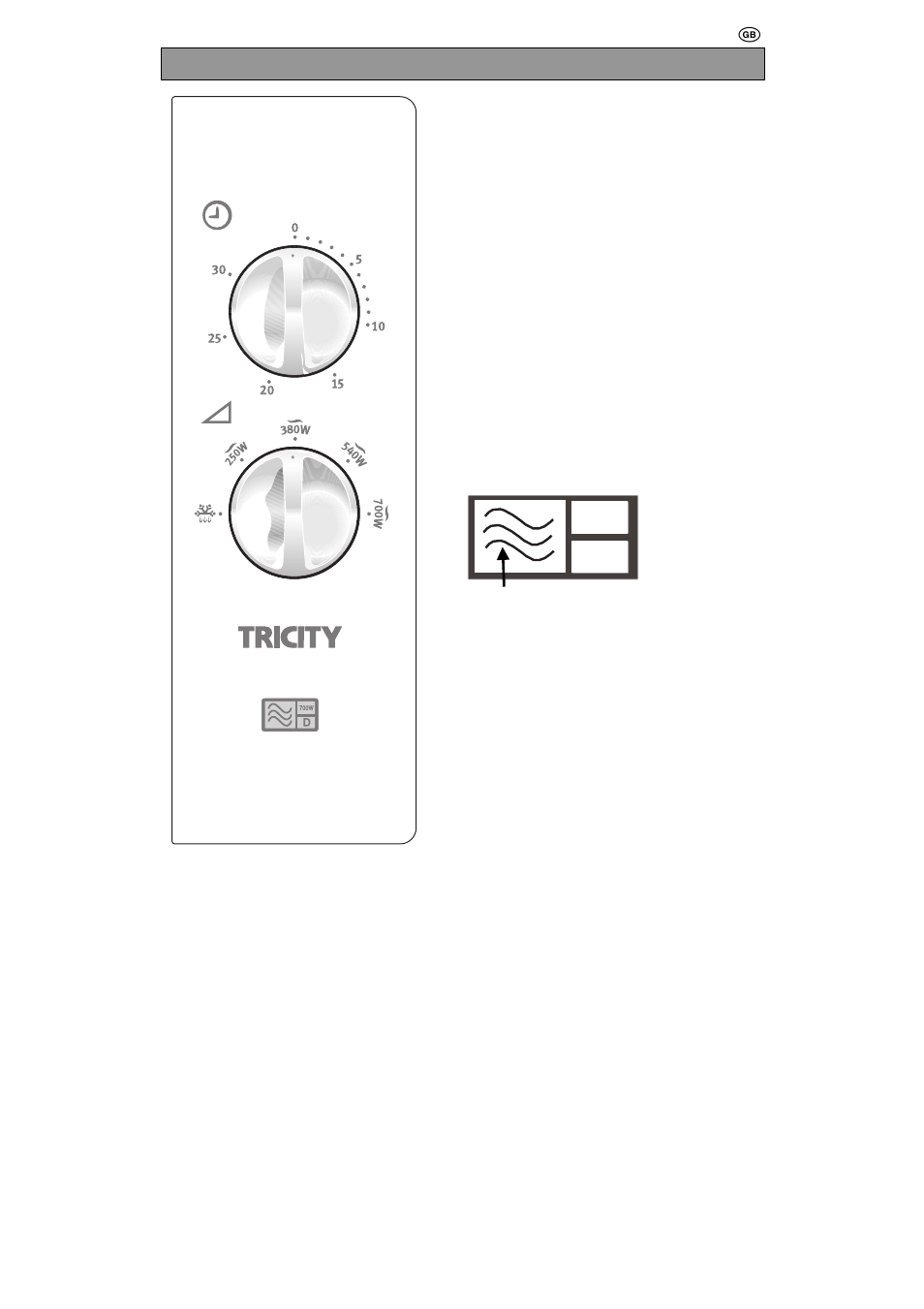 Control panel | Tricity Bendix TRIC700W User Manual | Page 10 / 16