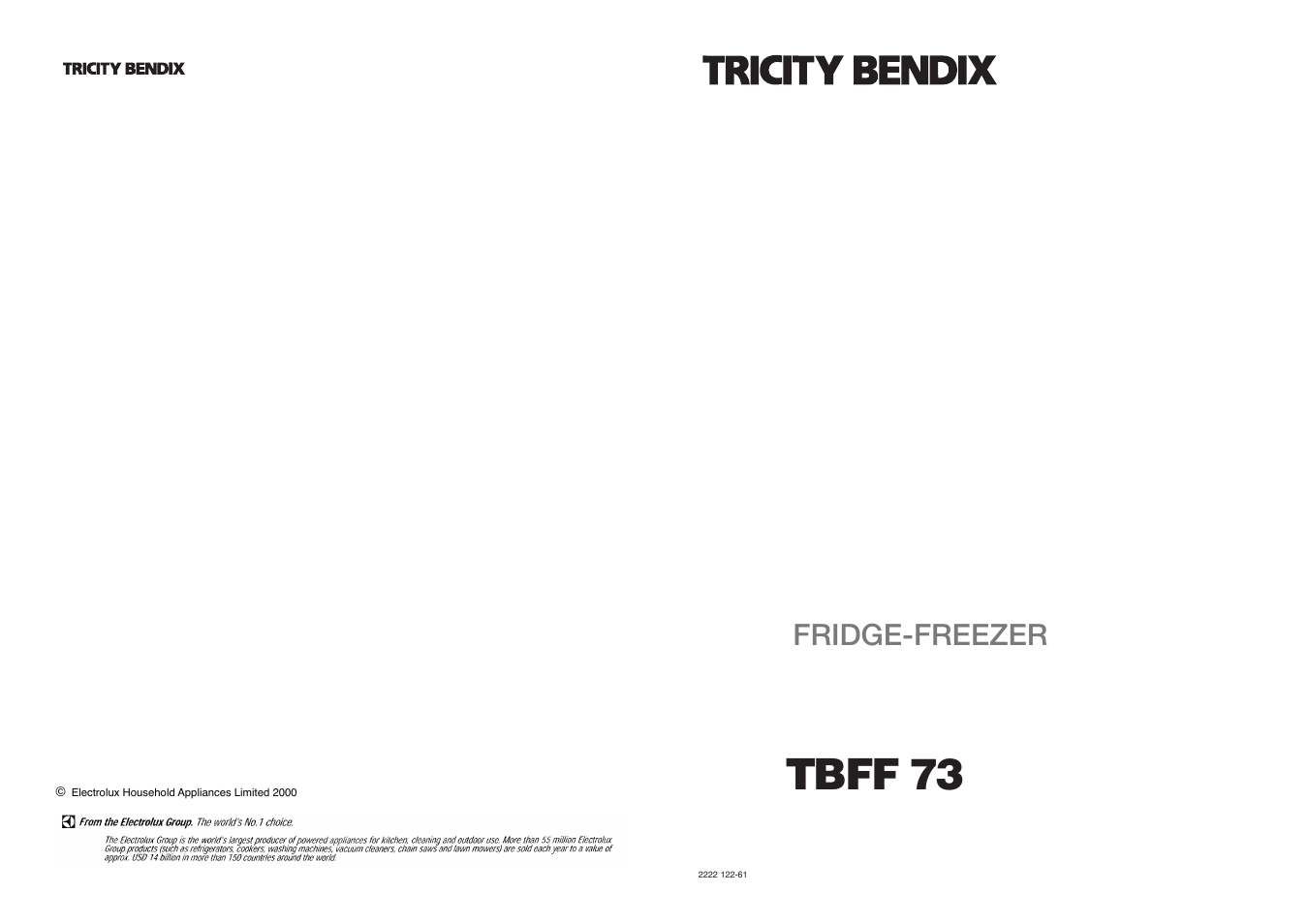 Tricity Bendix TBFF 73 User Manual | 24 pages