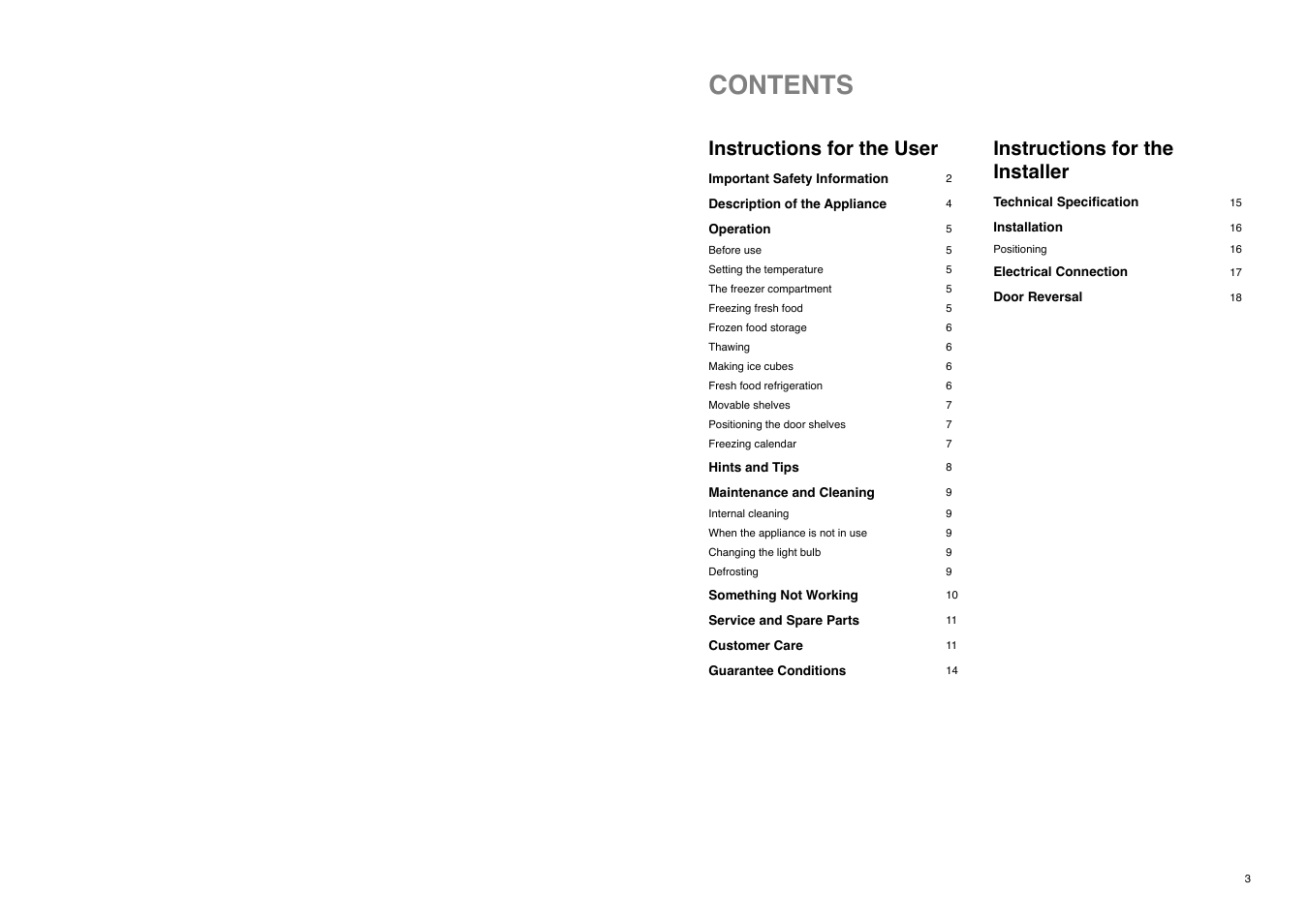 Tricity Bendix TBFF 73 User Manual | Page 3 / 24