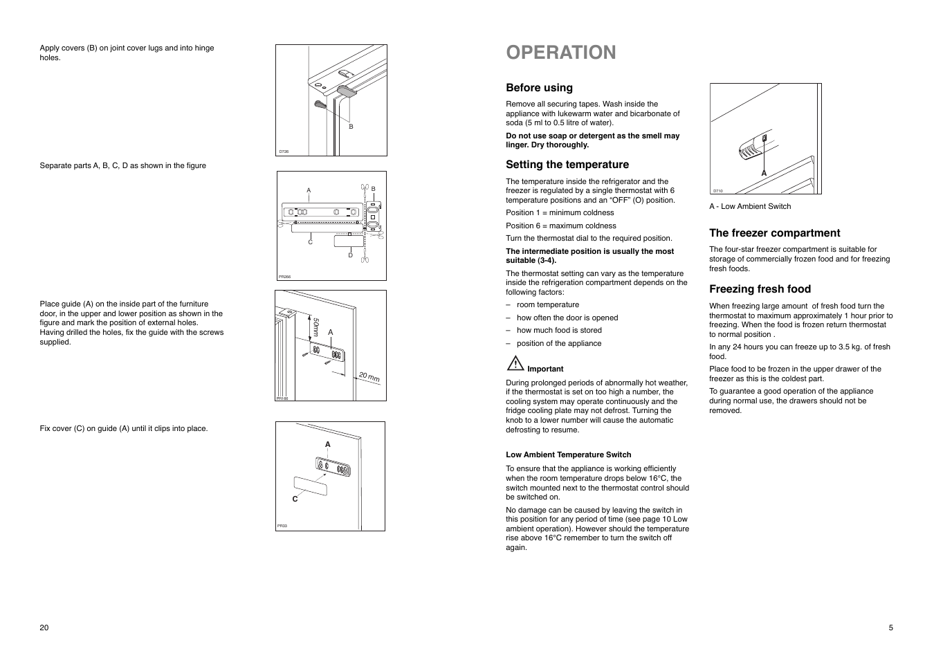 Operation | Tricity Bendix TBFF 73 User Manual | Page 5 / 24