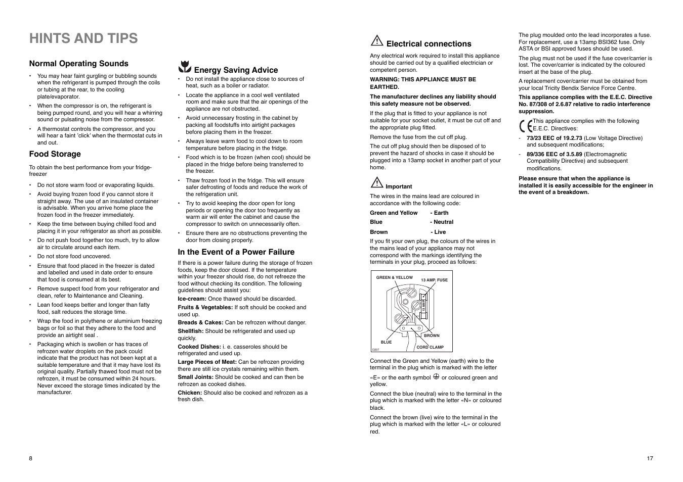 Hints and tips | Tricity Bendix TBFF 73 User Manual | Page 8 / 24