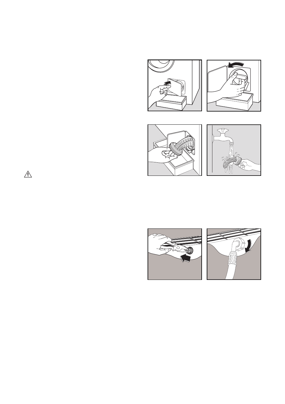 Cleaning the filter, The dangers of freezing, The water drain filter | Warning, The water inlet filters | Tricity Bendix TB1000 W User Manual | Page 19 / 29