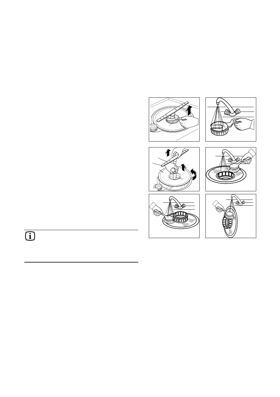 Maintenance and cleaning, Internal cleaning, Cleaning the central filter | Cleaning the large filter, External cleaning, Prolonged periods of non-operation, Frost precautions, Moving the machine | Tricity Bendix TBDW 41 User Manual | Page 15 / 20