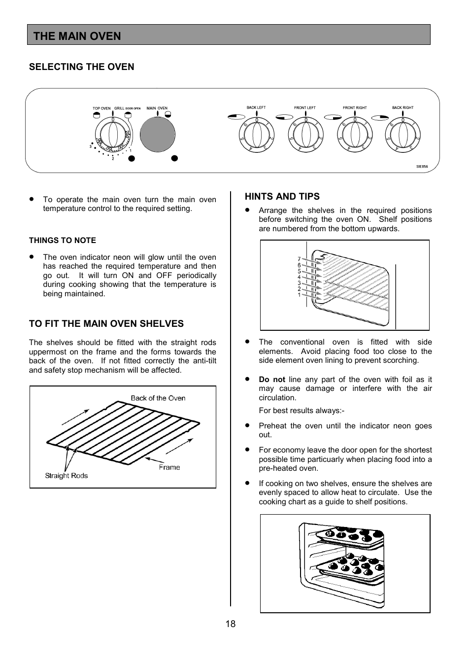 The main oven | Tricity Bendix SIE056 User Manual | Page 18 / 28