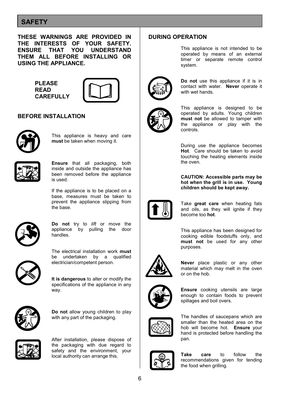 Safety | Tricity Bendix SIE056 User Manual | Page 6 / 28