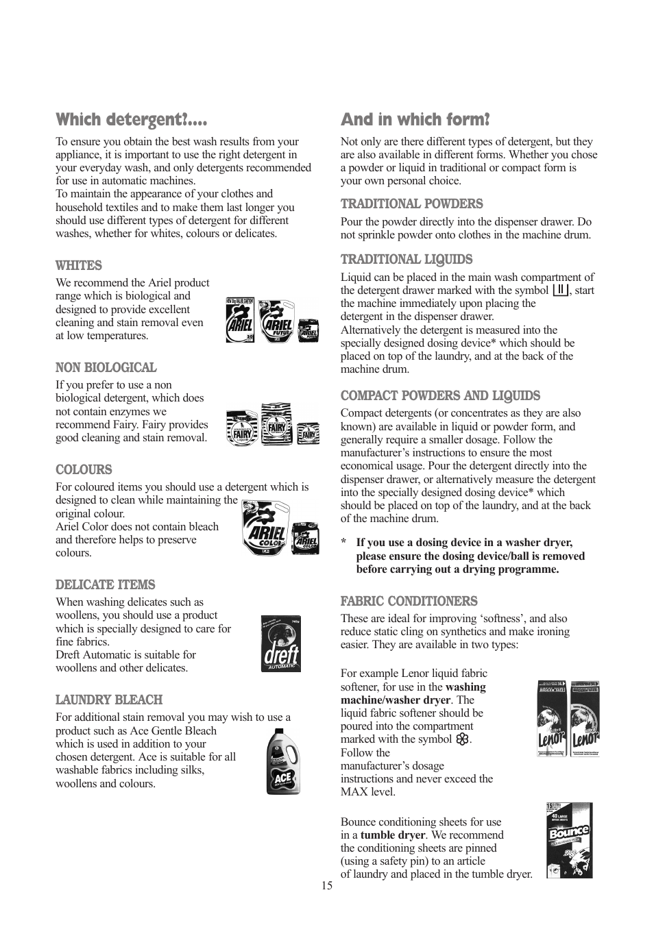 And in which form, Which detergent | Tricity Bendix TBWD 1210 User Manual | Page 15 / 32