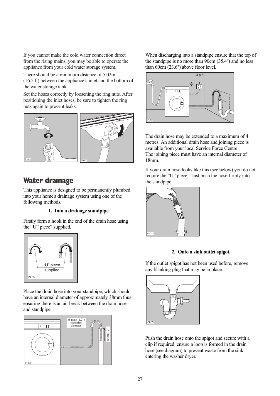 Water drainage | Tricity Bendix TBWD 1210 User Manual | Page 27 / 32