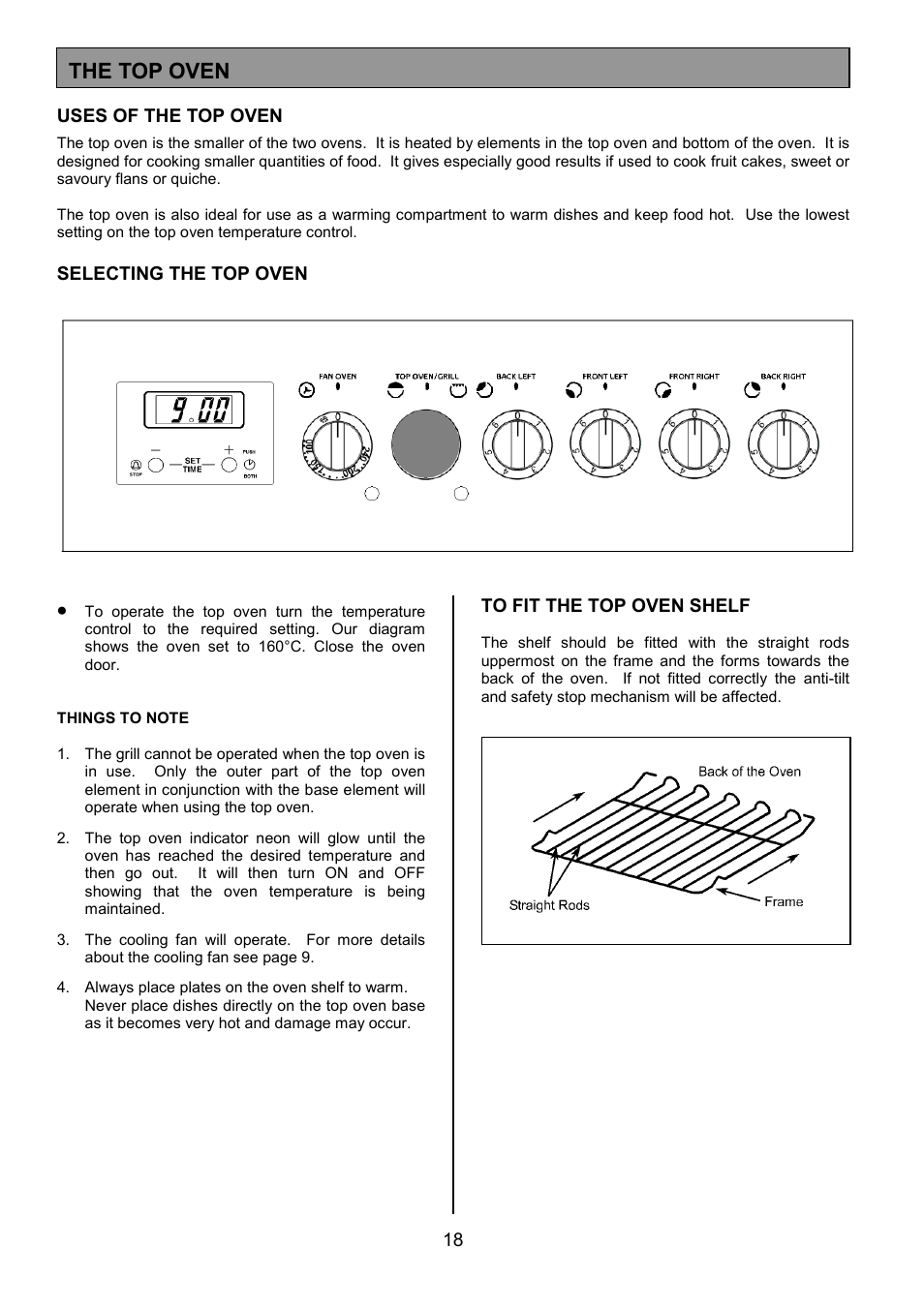 The top oven | Tricity Bendix SE340 User Manual | Page 18 / 32