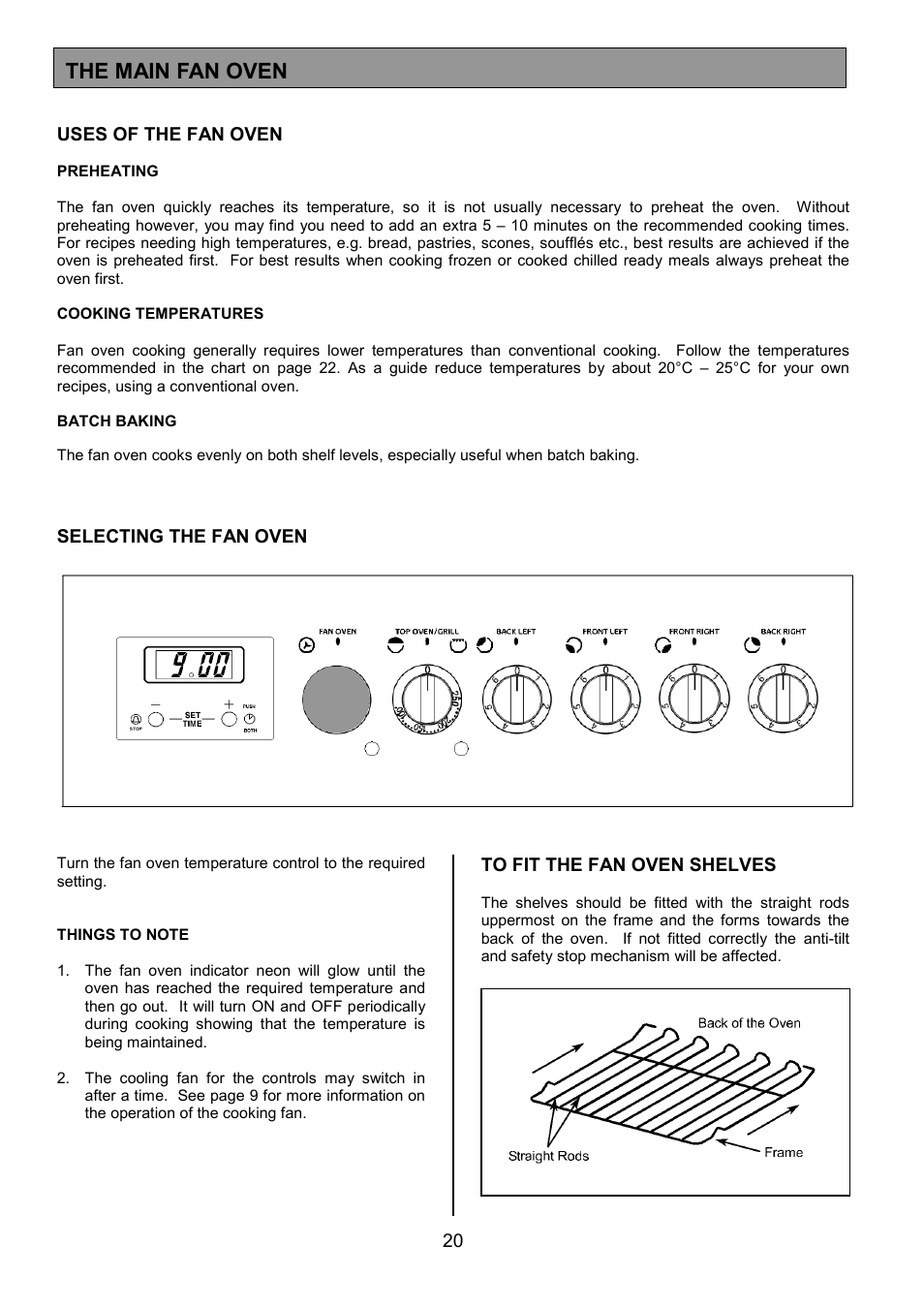 The main fan oven | Tricity Bendix SE340 User Manual | Page 20 / 32