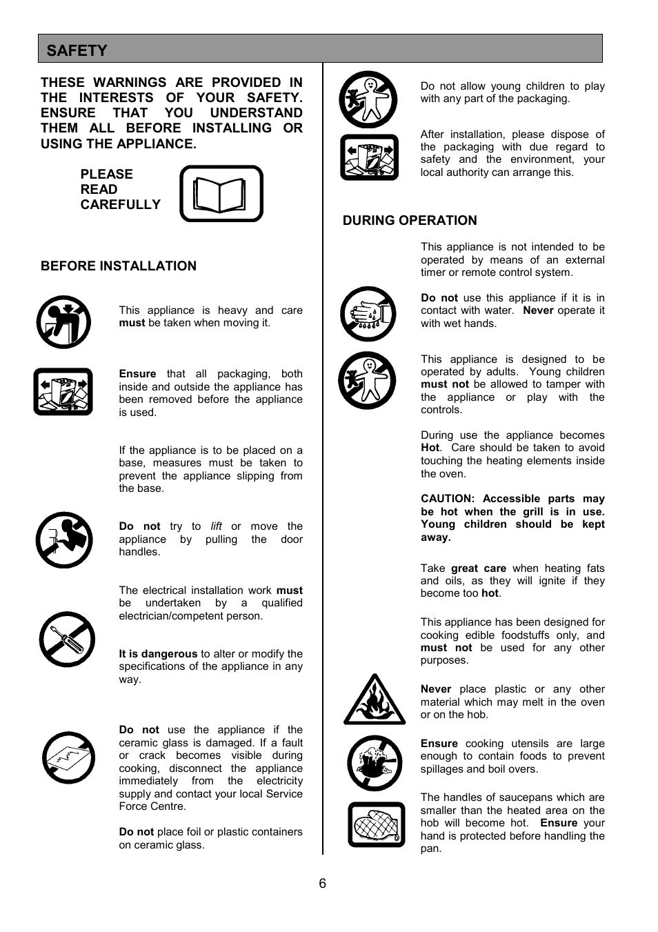 Safety | Tricity Bendix SE340 User Manual | Page 6 / 32