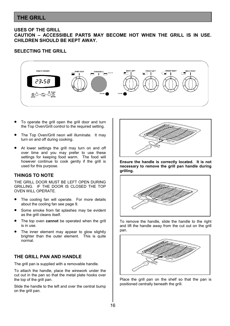 The grill | Tricity Bendix CSIE501 User Manual | Page 16 / 32