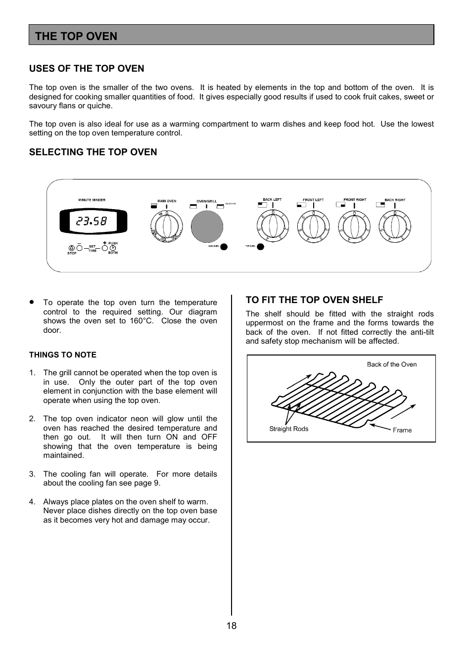 The top oven | Tricity Bendix CSIE501 User Manual | Page 18 / 32