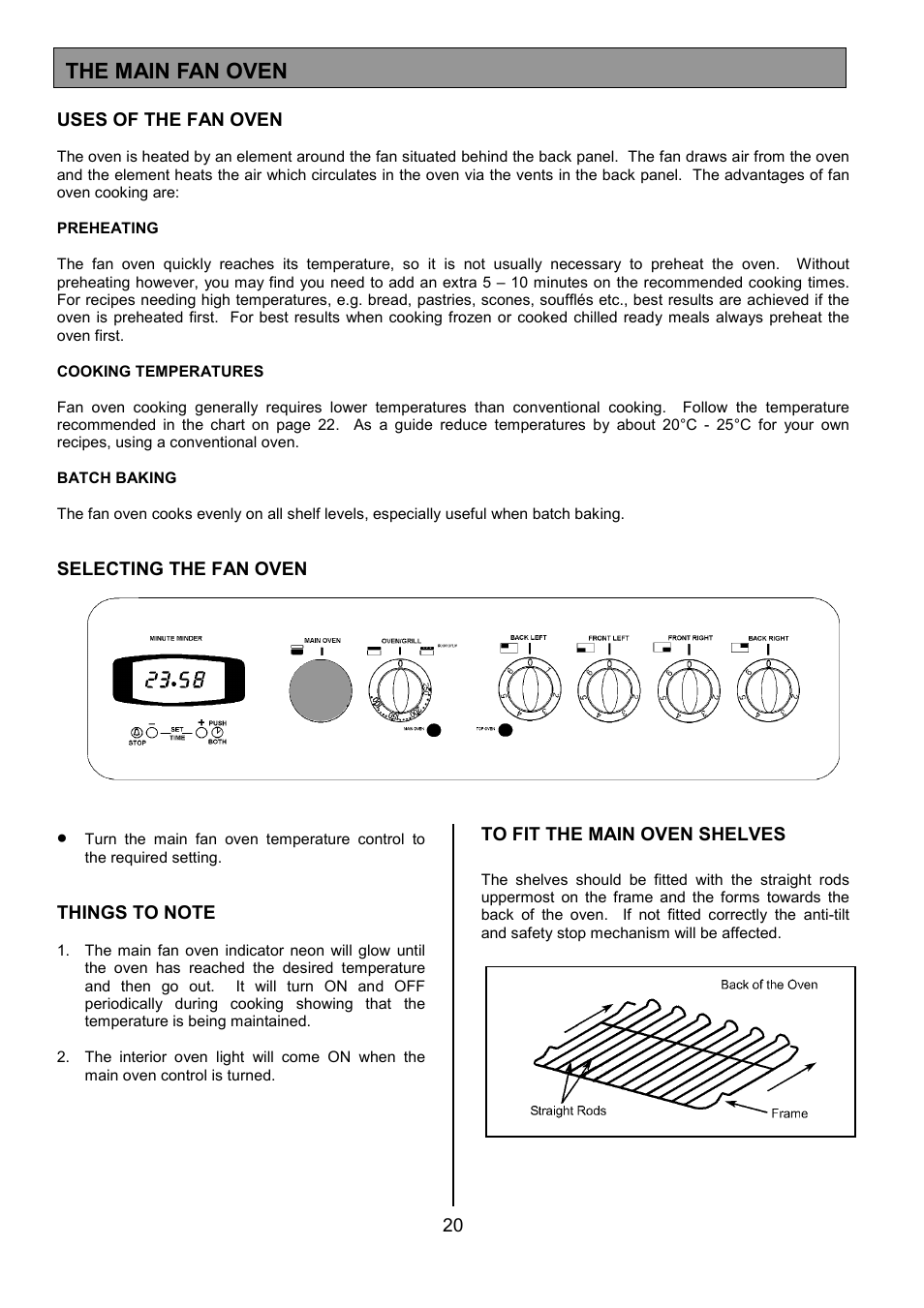 The main fan oven | Tricity Bendix CSIE501 User Manual | Page 20 / 32