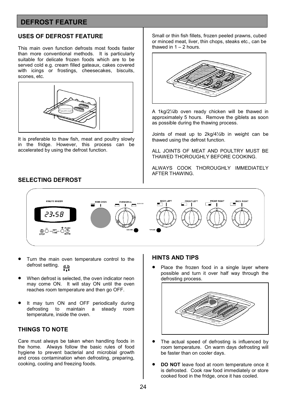 Defrost feature | Tricity Bendix CSIE501 User Manual | Page 24 / 32