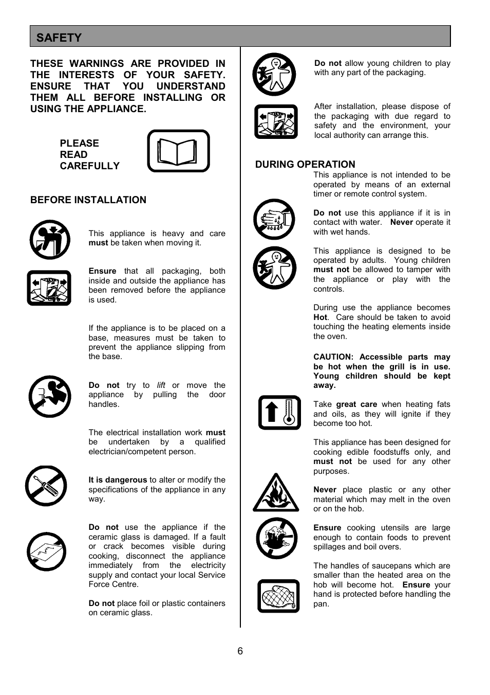 Safety | Tricity Bendix CSIE501 User Manual | Page 6 / 32