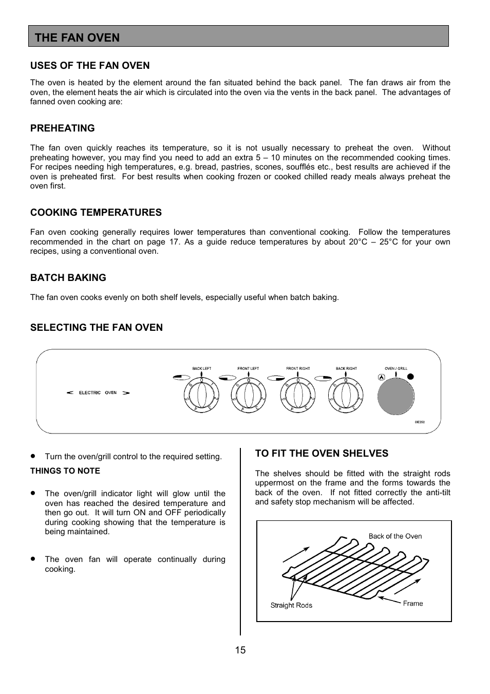 The fan oven | Tricity Bendix SIE 252 User Manual | Page 15 / 28