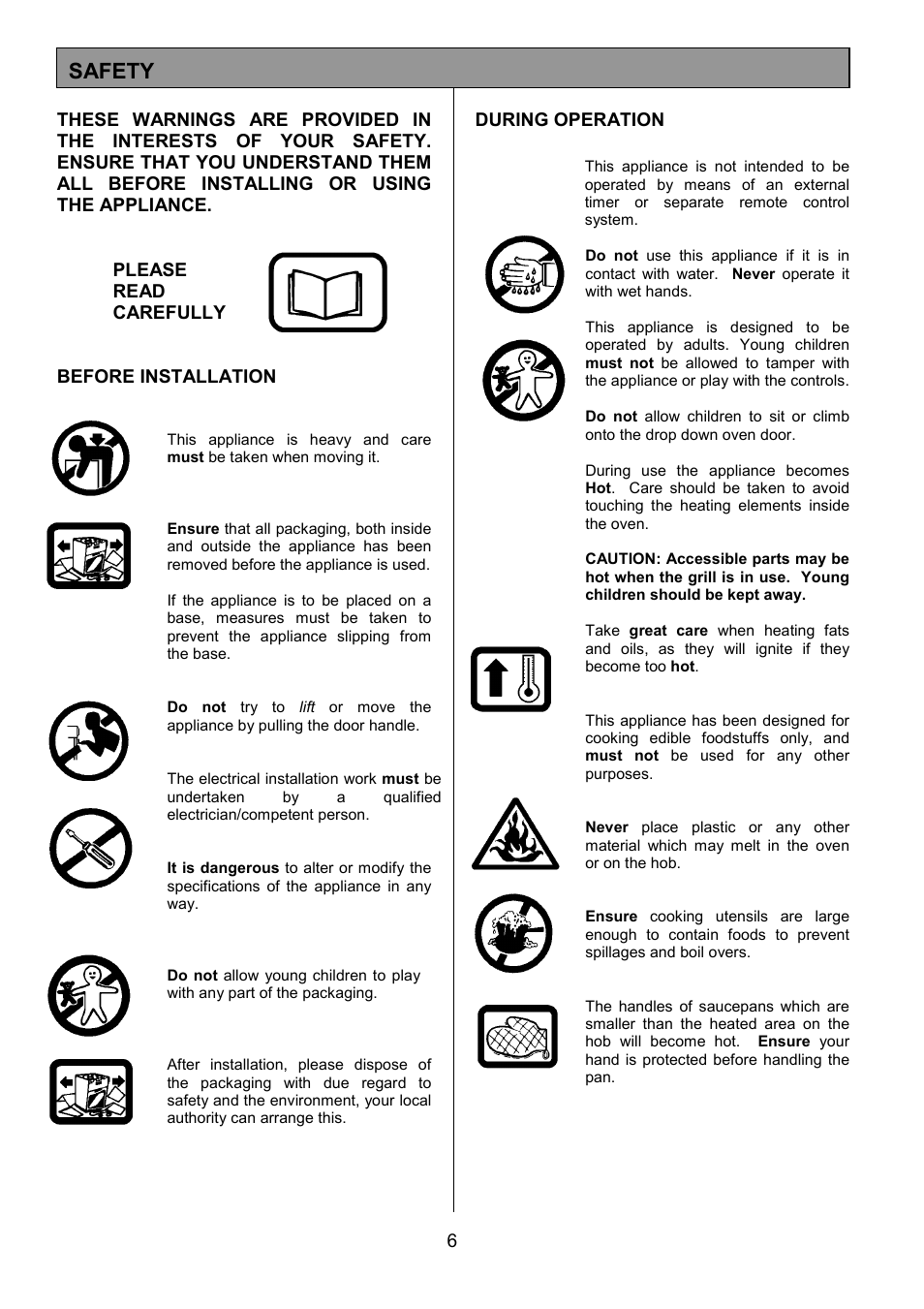 Safety | Tricity Bendix SIE 252 User Manual | Page 6 / 28