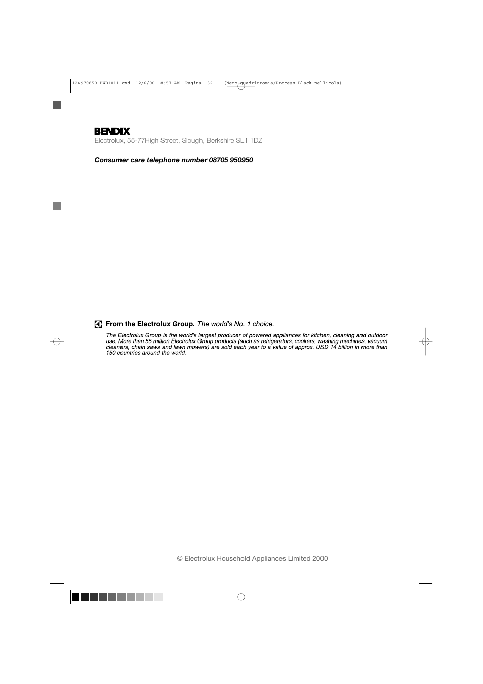 Tricity Bendix BWD 1011 User Manual | Page 31 / 31