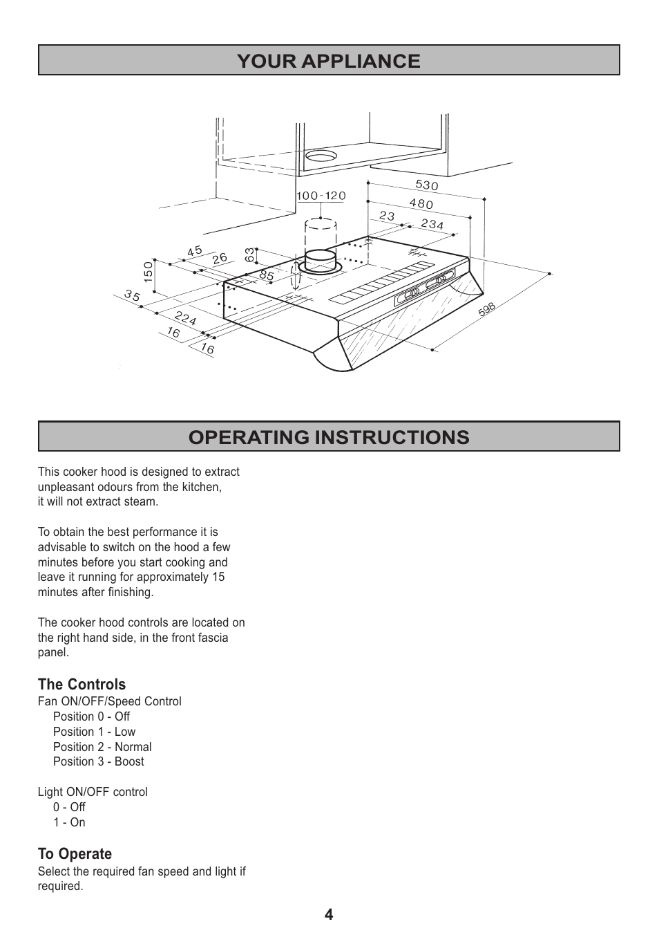 Your appliance operating instructions | Tricity Bendix TBH 630 User Manual | Page 4 / 16