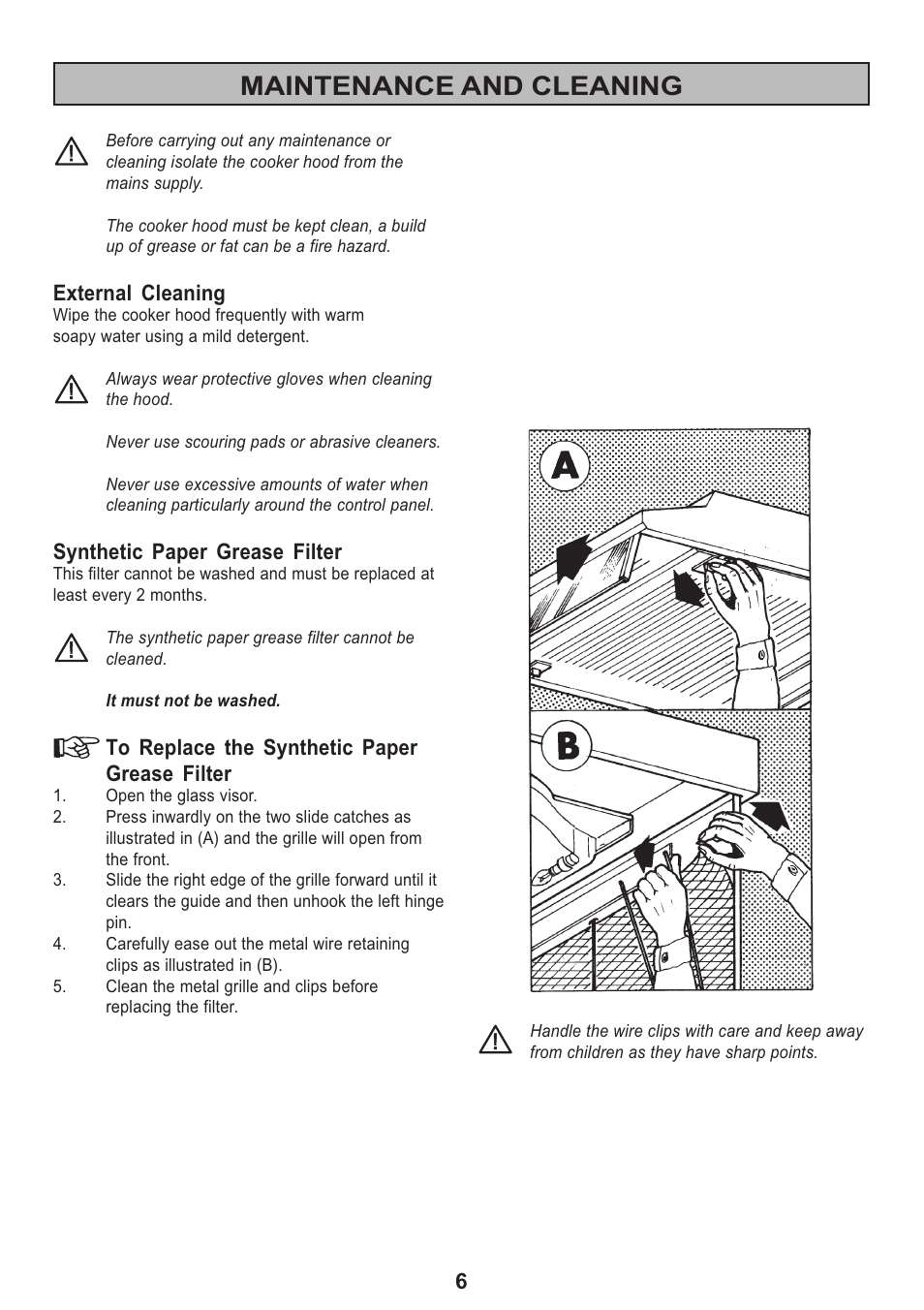 Maintenance and cleaning | Tricity Bendix TBH 630 User Manual | Page 6 / 16