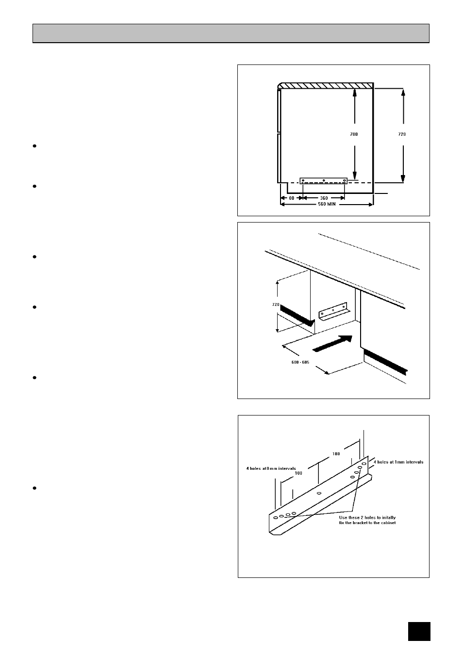 Installation instructions, Preparing cabinet for fitting oven | Tricity Bendix E710 User Manual | Page 43 / 52