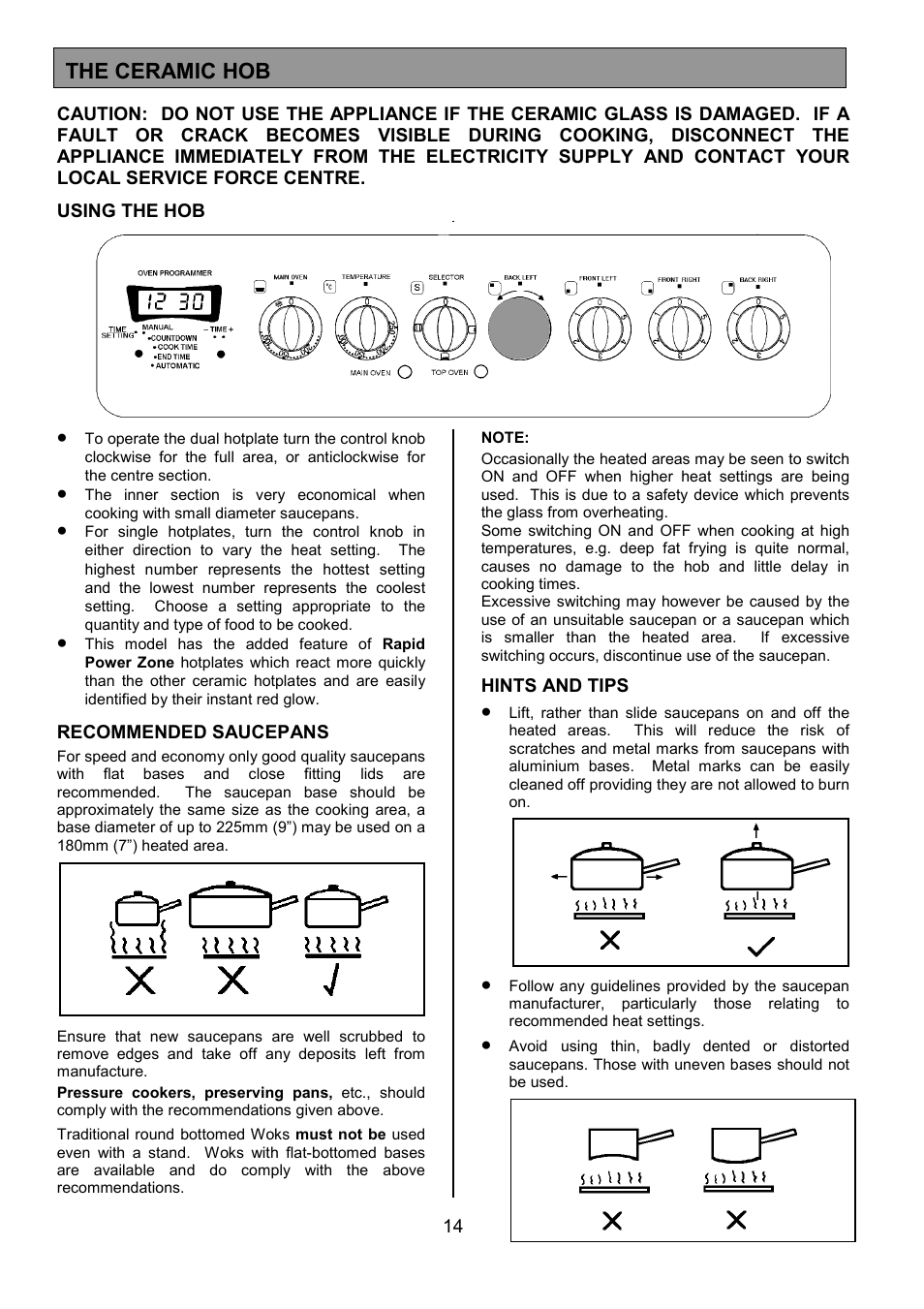 The ceramic hob | Tricity Bendix SIE515 User Manual | Page 14 / 32