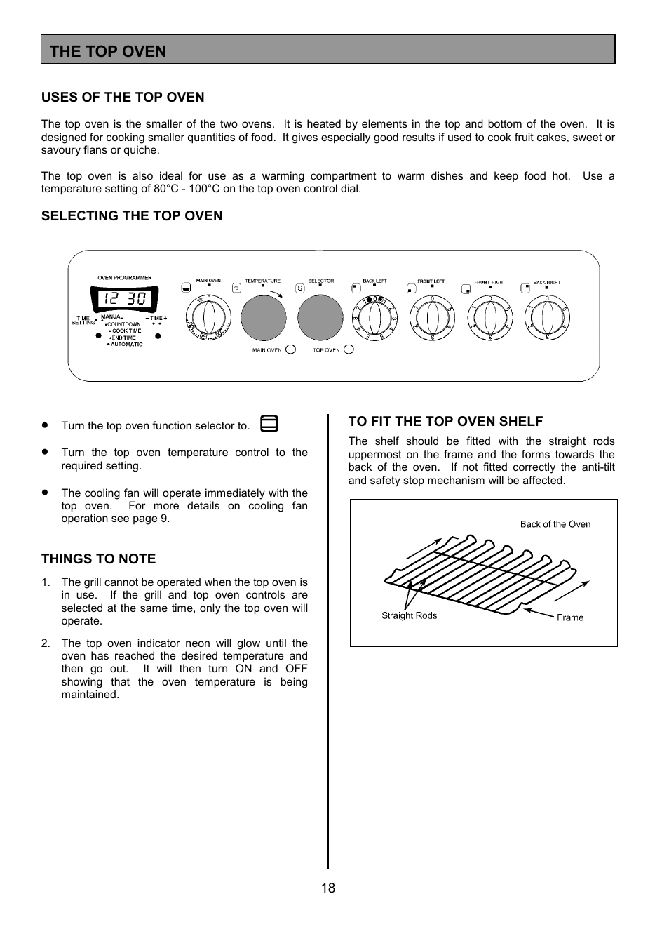 The top oven | Tricity Bendix SIE515 User Manual | Page 18 / 32