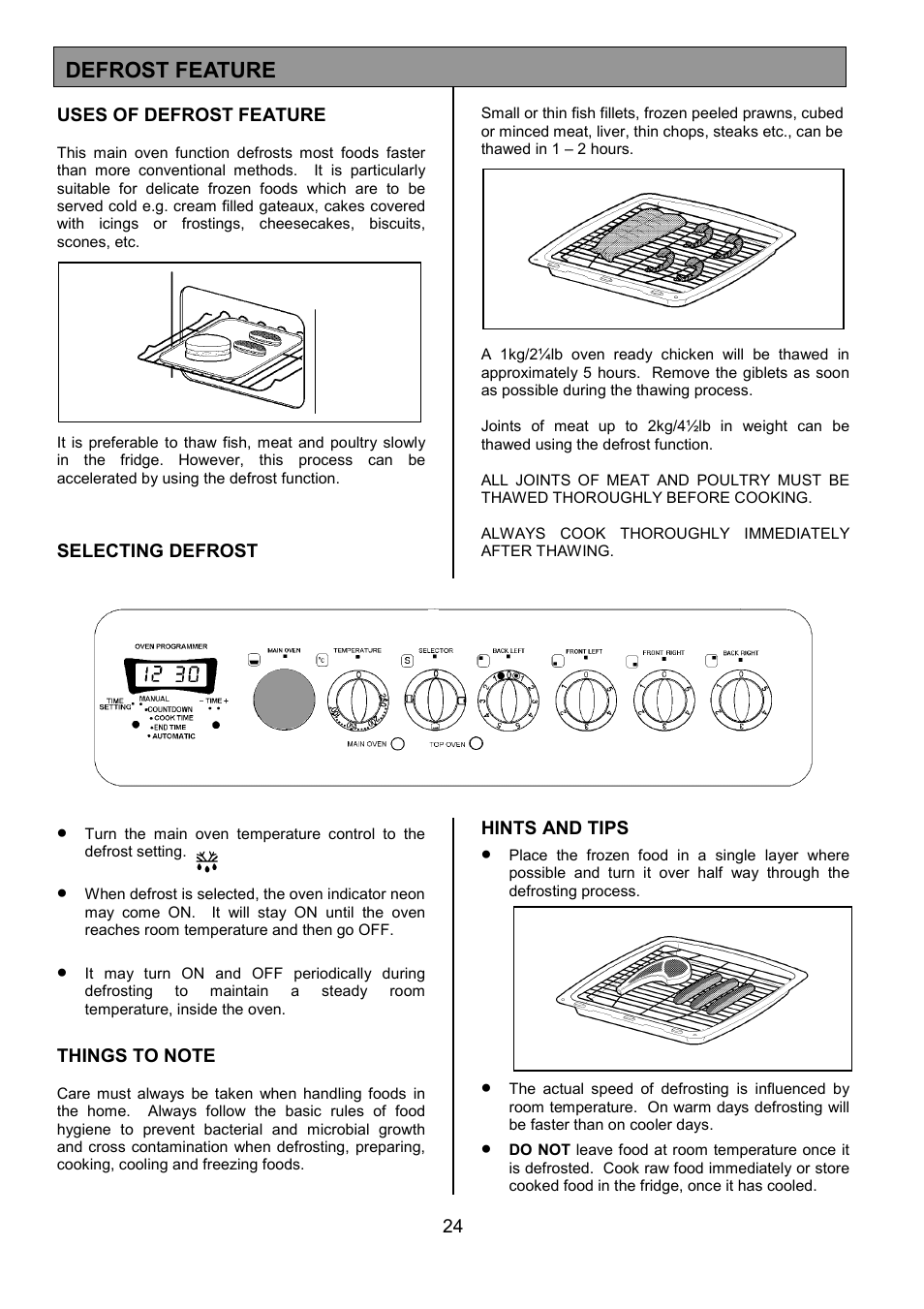 Defrost feature | Tricity Bendix SIE515 User Manual | Page 24 / 32