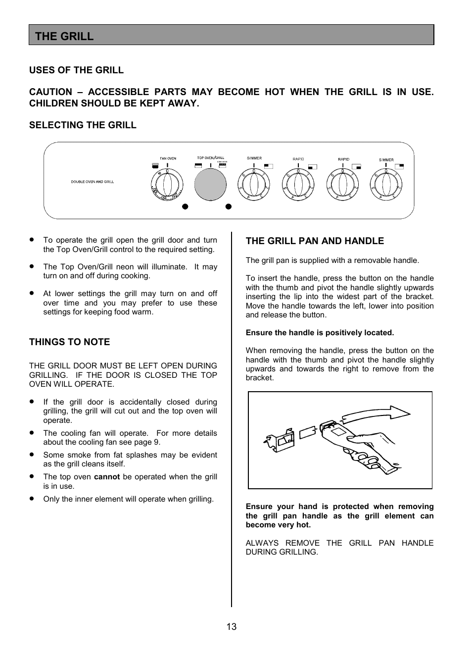 The grill | Tricity Bendix CSIE317 User Manual | Page 13 / 28