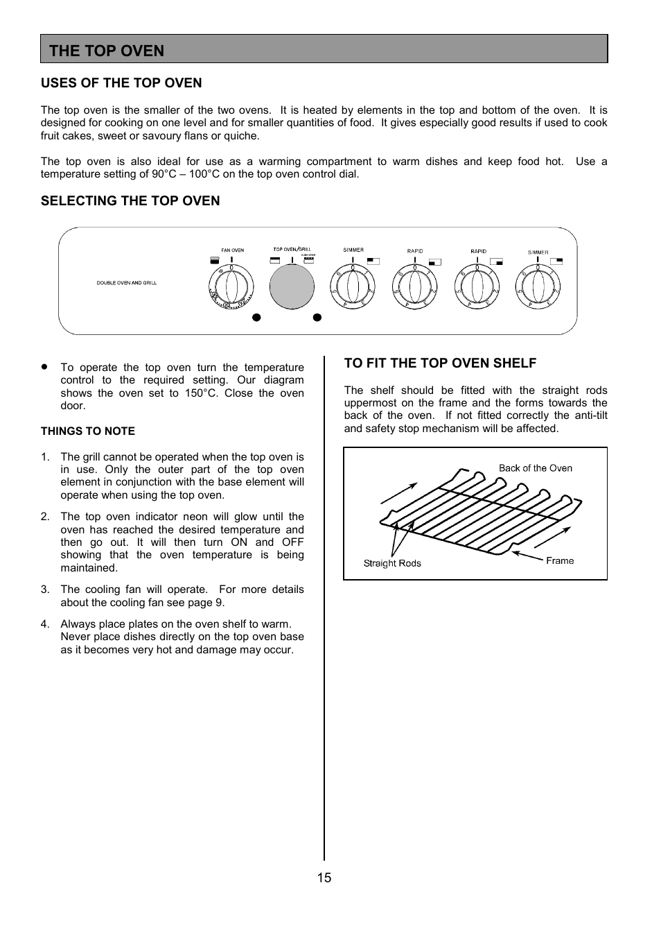 The top oven | Tricity Bendix CSIE317 User Manual | Page 15 / 28