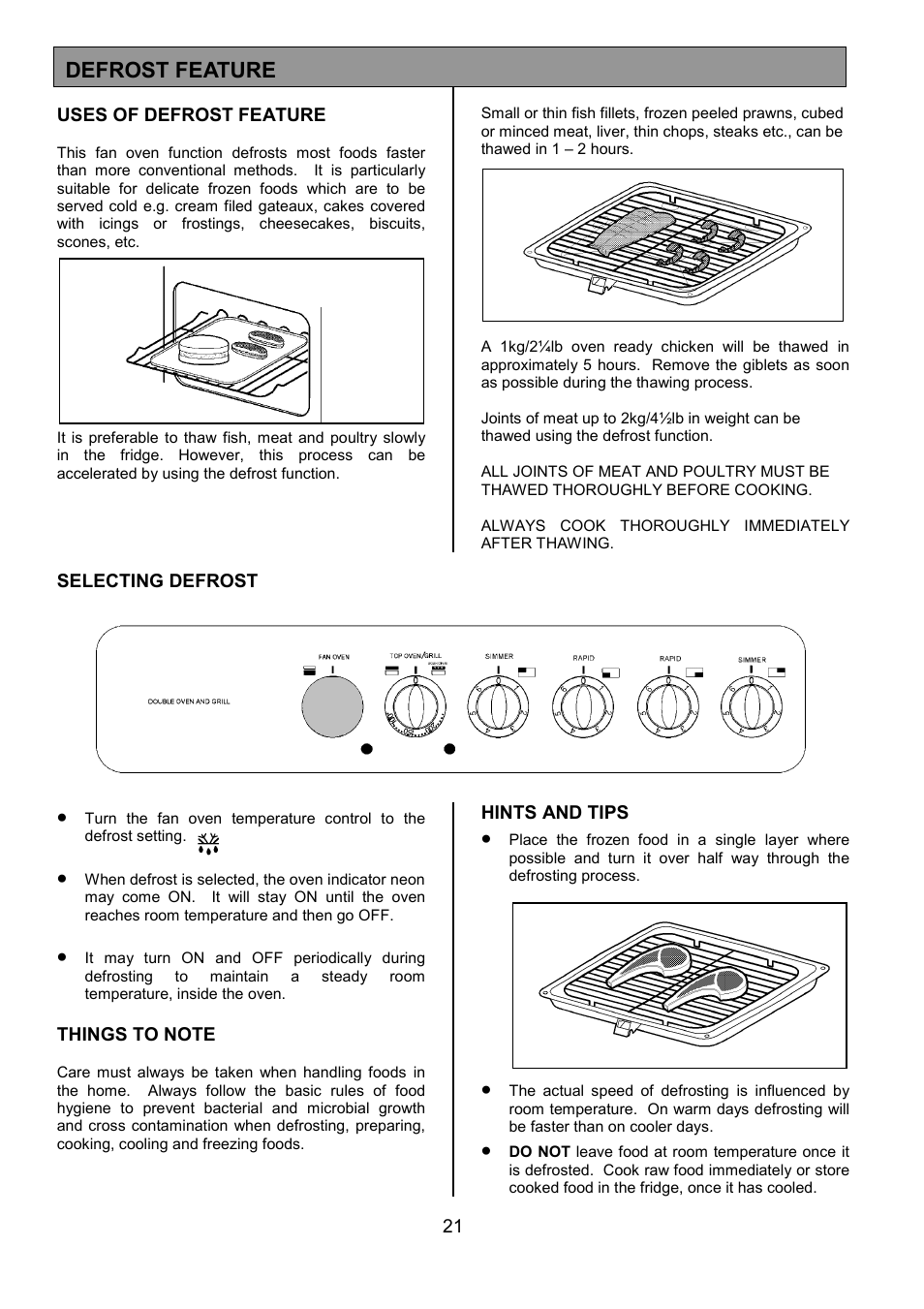 Defrost feature | Tricity Bendix CSIE317 User Manual | Page 21 / 28