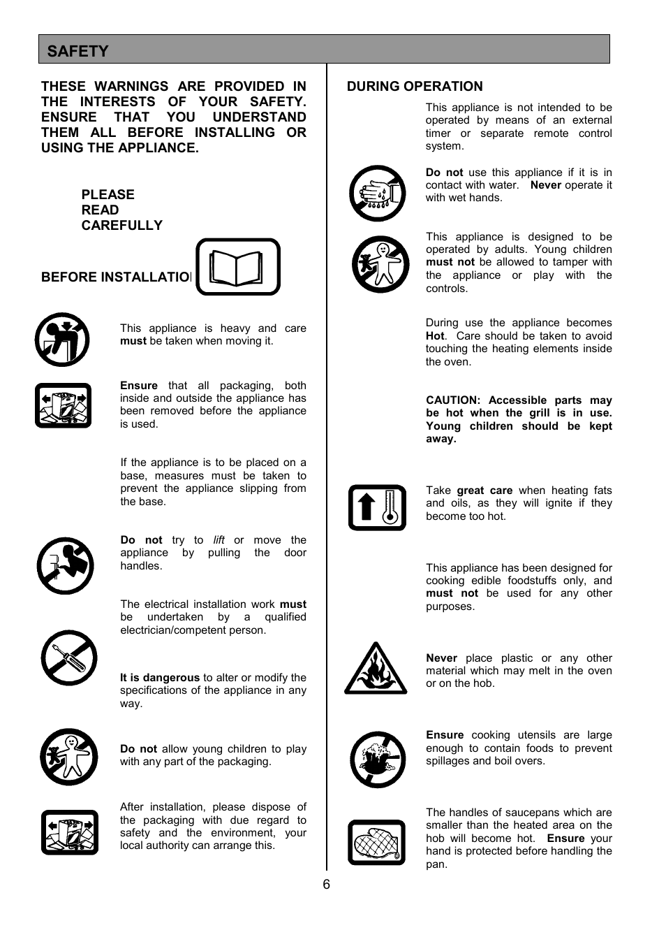 Safety | Tricity Bendix CSIE317 User Manual | Page 6 / 28