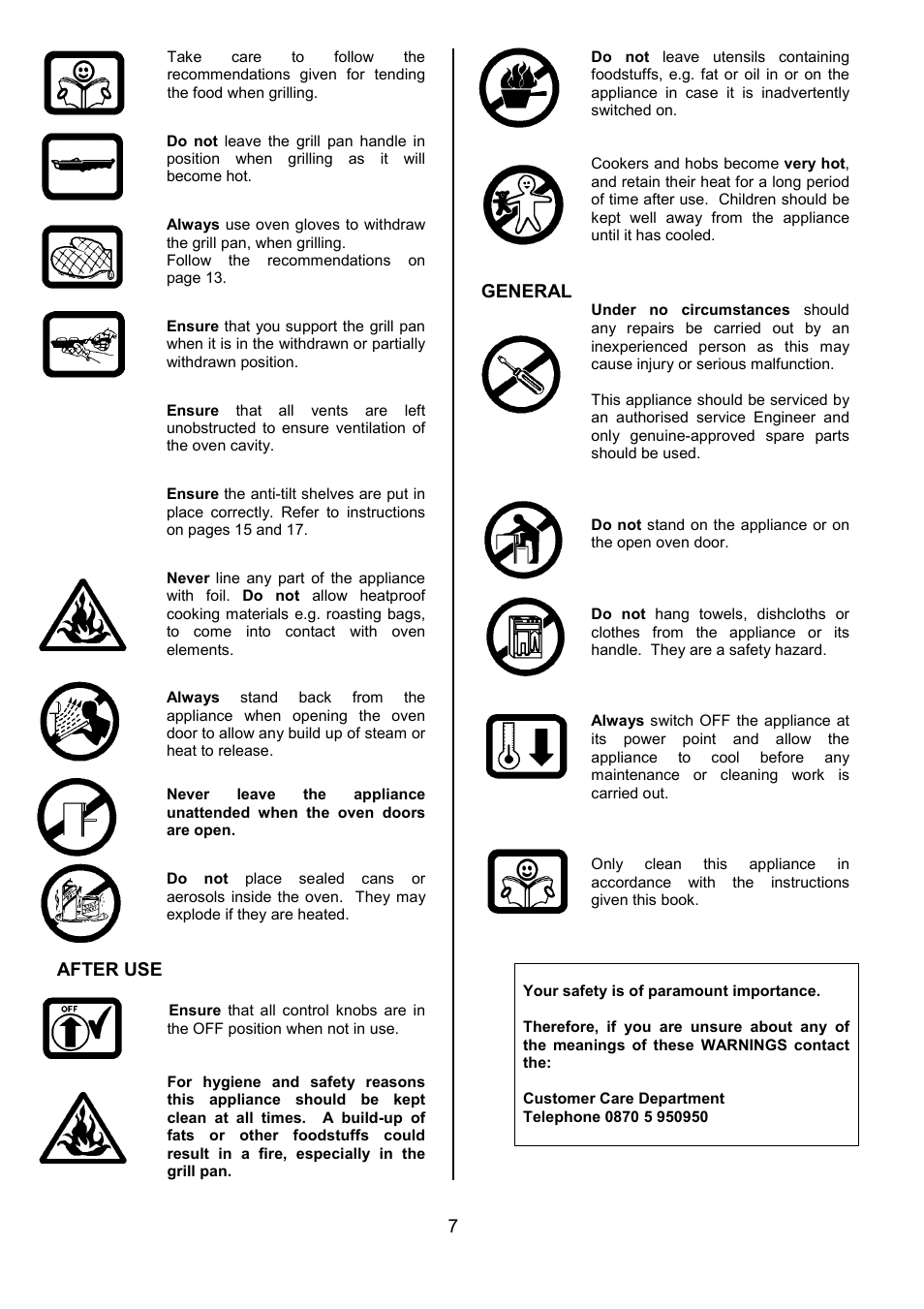 After use, General | Tricity Bendix CSIE317 User Manual | Page 7 / 28