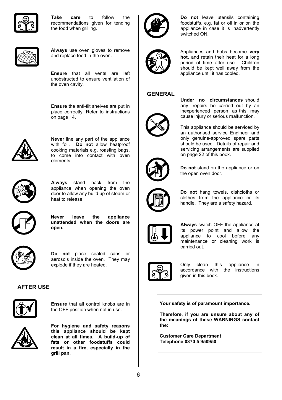 After use, General | Tricity Bendix SPLASHBACK SB416 User Manual | Page 6 / 24