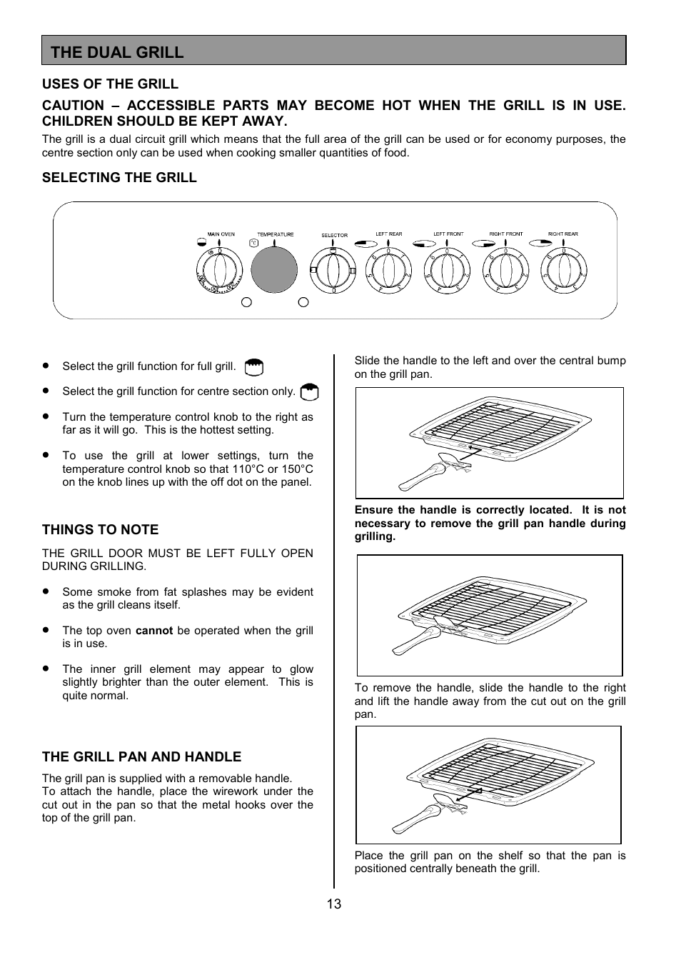 The dual grill | Tricity Bendix SIE401 User Manual | Page 13 / 28