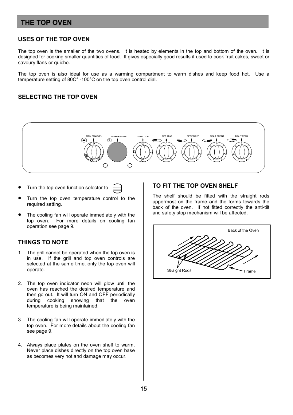 The top oven | Tricity Bendix SIE401 User Manual | Page 15 / 28