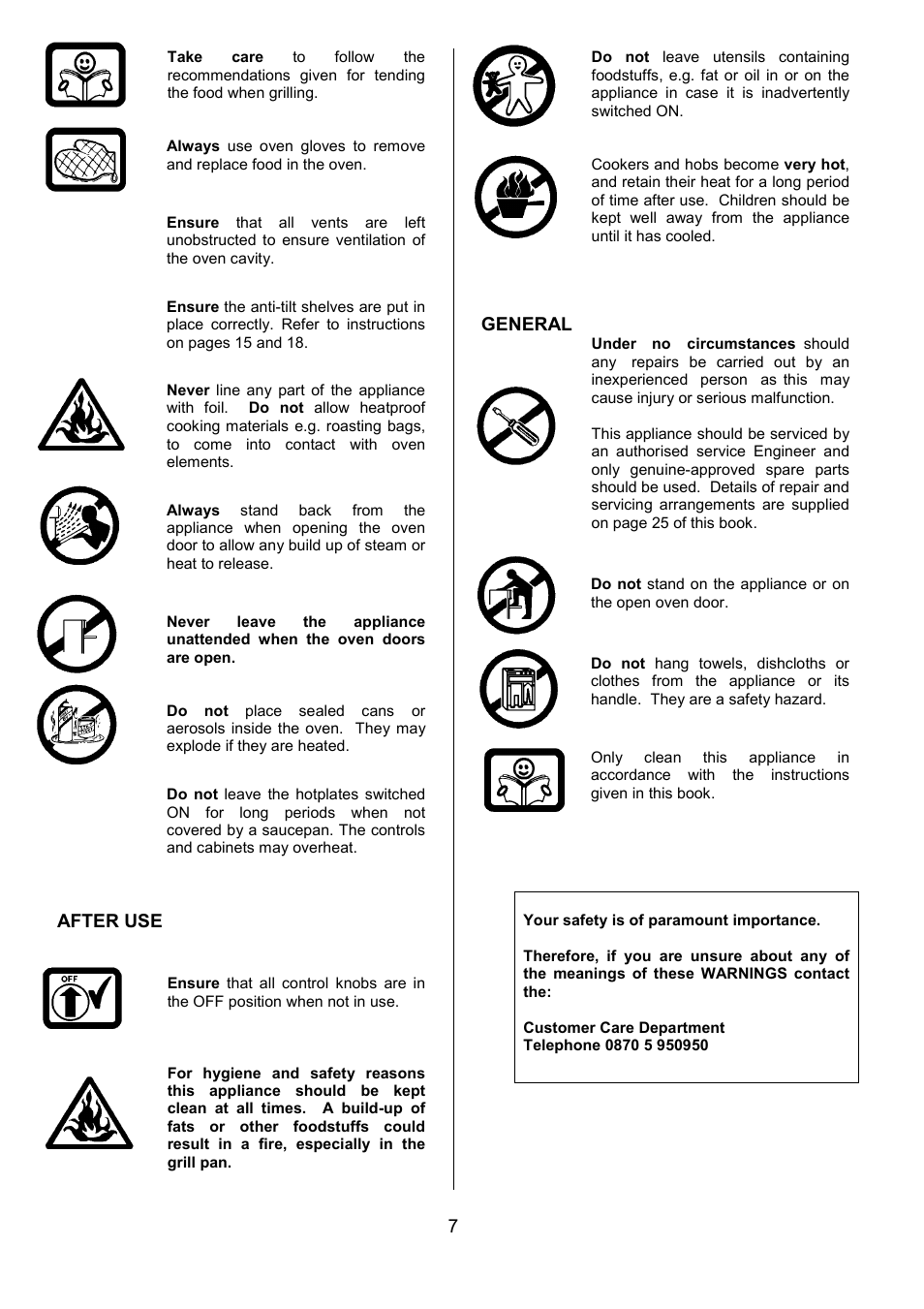 After use, General | Tricity Bendix SIE401 User Manual | Page 7 / 28