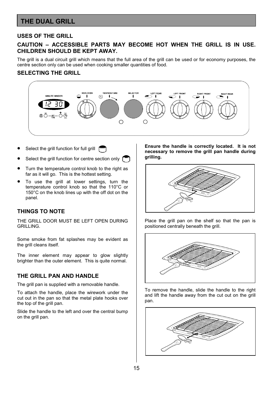The dual grill | Tricity Bendix SIE424 User Manual | Page 15 / 32