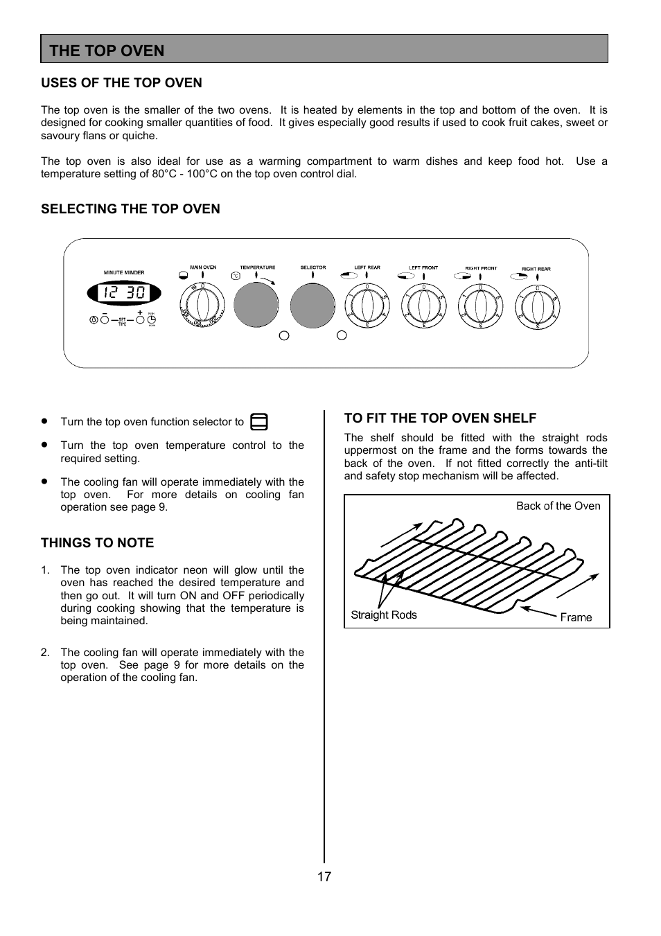The top oven | Tricity Bendix SIE424 User Manual | Page 17 / 32