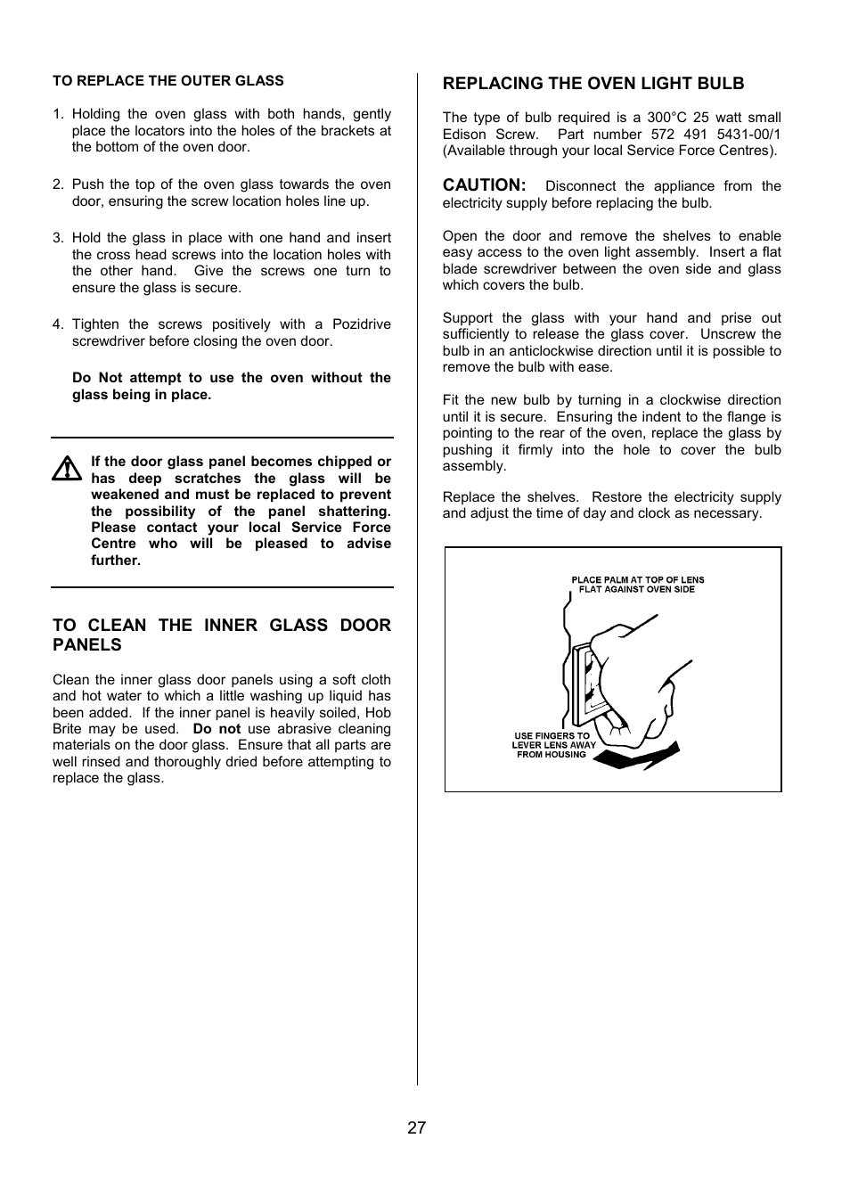 Tricity Bendix SIE424 User Manual | Page 27 / 32