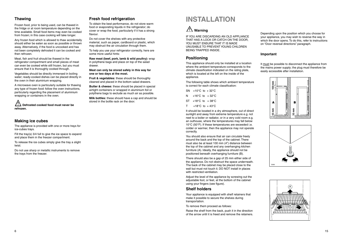 Installation | Tricity Bendix FD 845 User Manual | Page 15 / 20