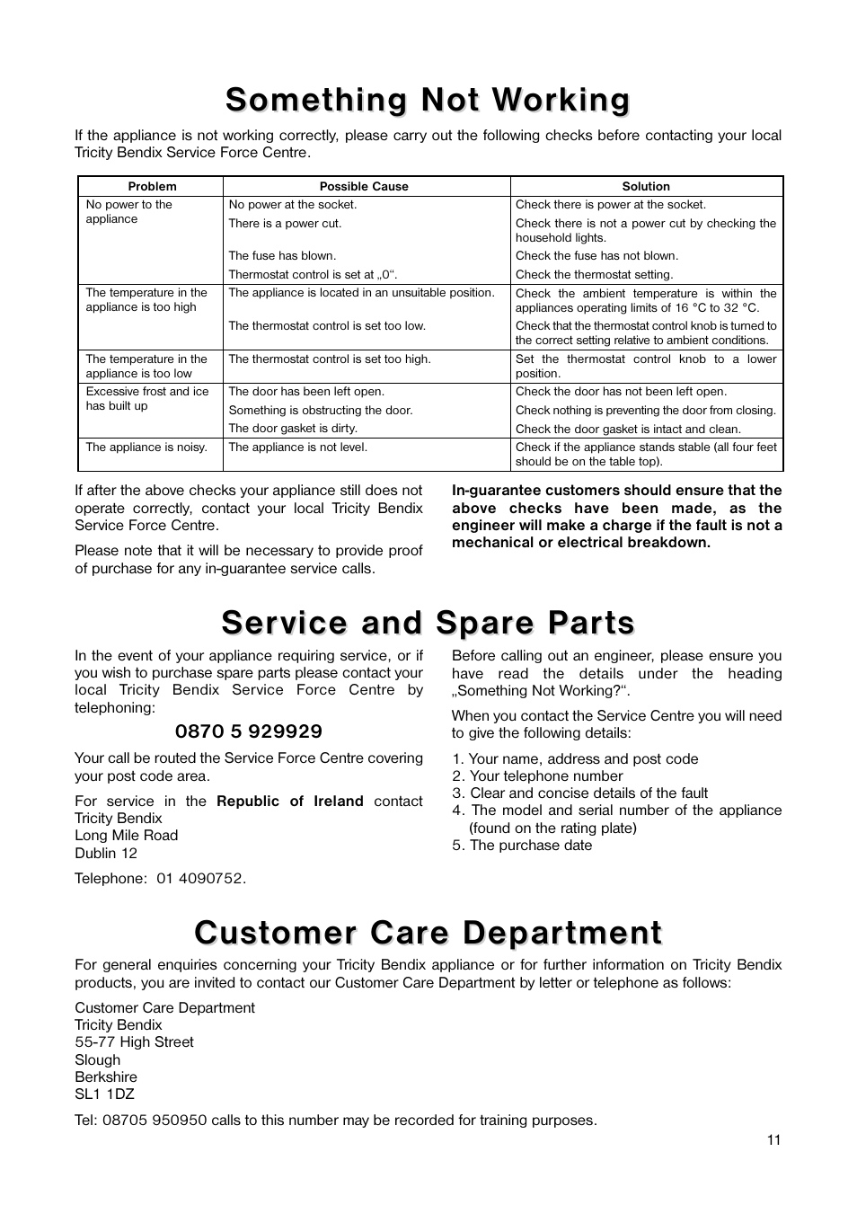 Some | Tricity Bendix TB 584 R User Manual | Page 11 / 20