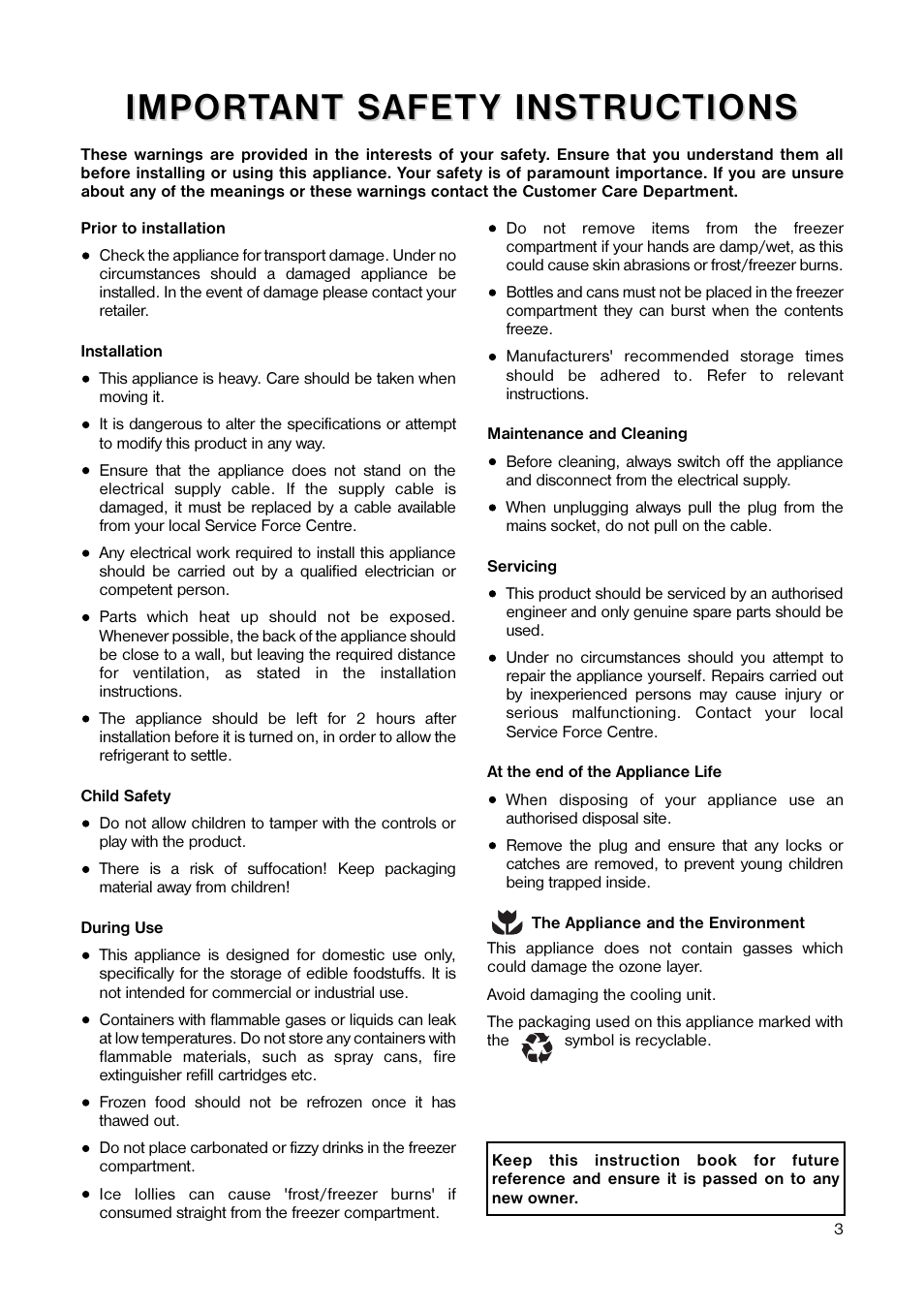 Impor | Tricity Bendix TB 584 R User Manual | Page 3 / 20