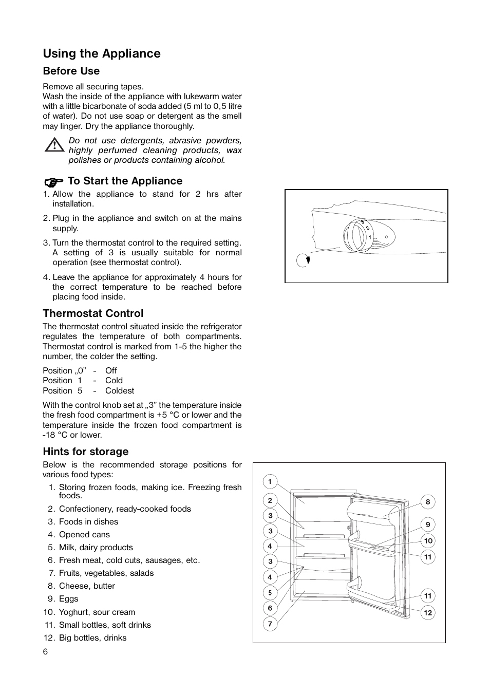 Using the appliance | Tricity Bendix TB 584 R User Manual | Page 6 / 20