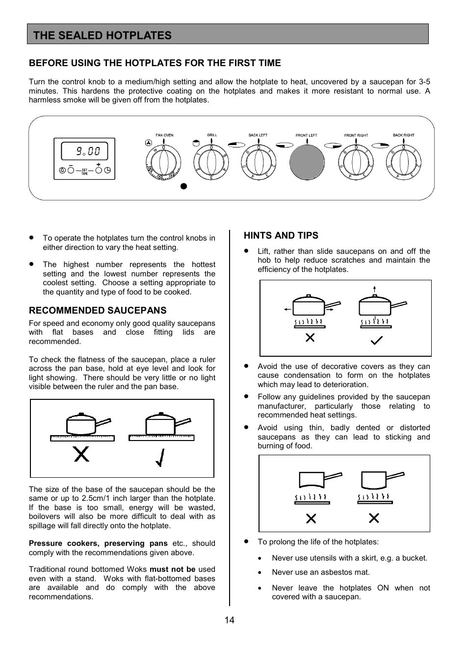 The sealed hotplates | Tricity Bendix RE50G User Manual | Page 14 / 32