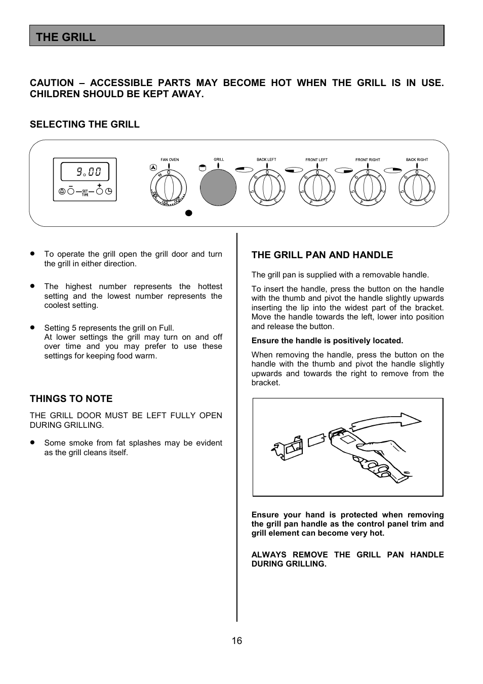 The grill | Tricity Bendix RE50G User Manual | Page 16 / 32