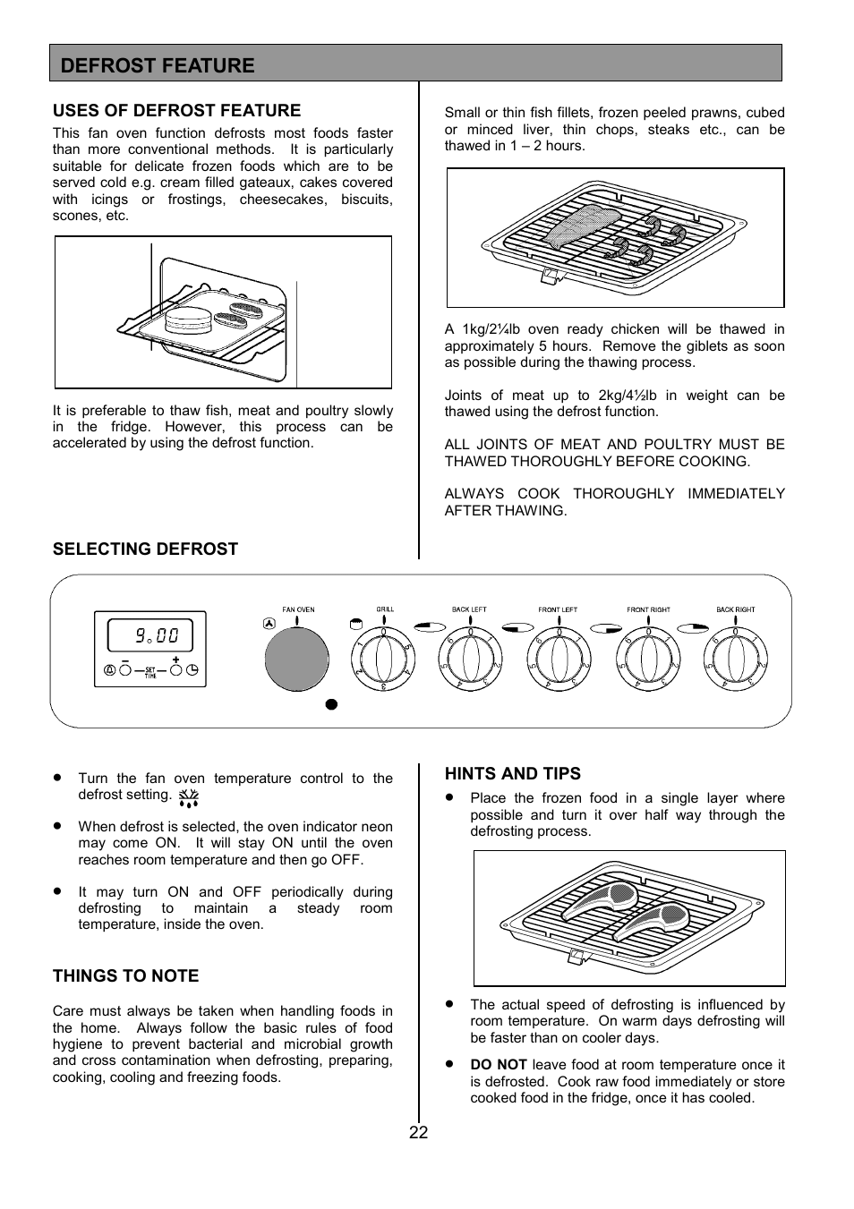 Defrost feature | Tricity Bendix RE50G User Manual | Page 22 / 32