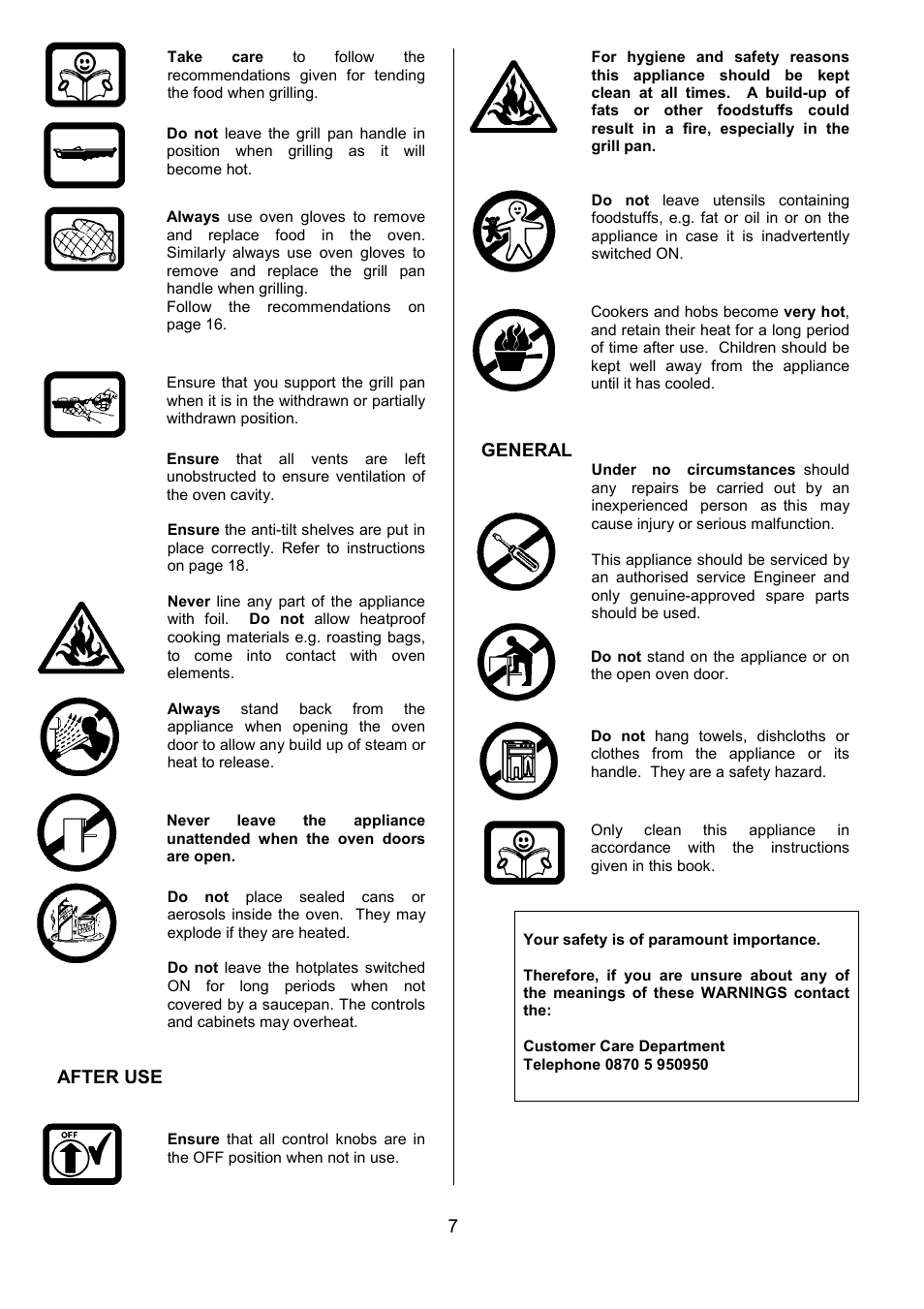 After use, General | Tricity Bendix RE50G User Manual | Page 7 / 32